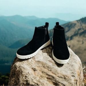 BLONDO Black Suede Waterproof Ankle Boots Flat Sneakers Women’s Booties